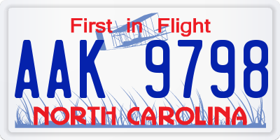 NC license plate AAK9798