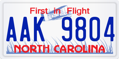 NC license plate AAK9804