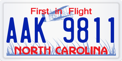 NC license plate AAK9811