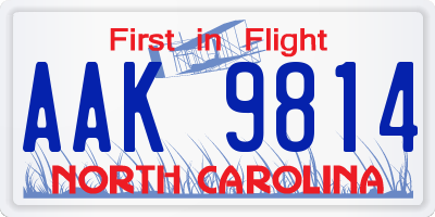 NC license plate AAK9814