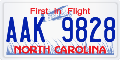 NC license plate AAK9828