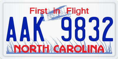 NC license plate AAK9832