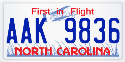 NC license plate AAK9836