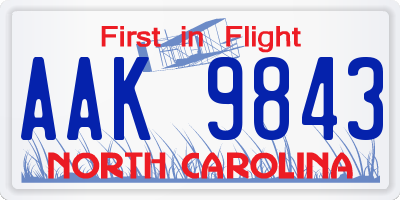 NC license plate AAK9843