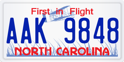 NC license plate AAK9848