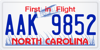 NC license plate AAK9852