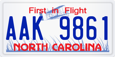 NC license plate AAK9861