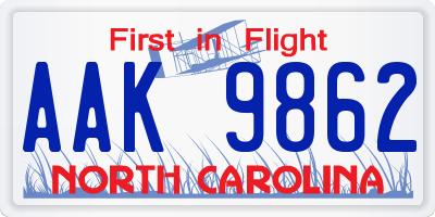 NC license plate AAK9862