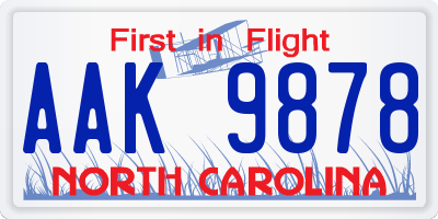 NC license plate AAK9878