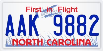 NC license plate AAK9882