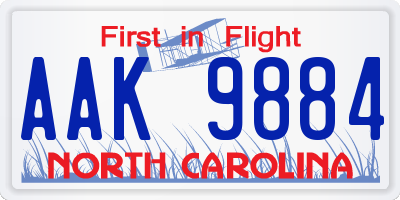 NC license plate AAK9884