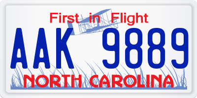 NC license plate AAK9889