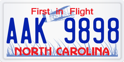 NC license plate AAK9898