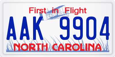 NC license plate AAK9904