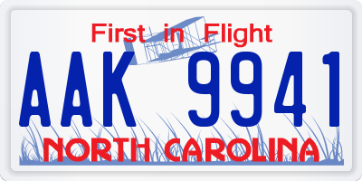 NC license plate AAK9941
