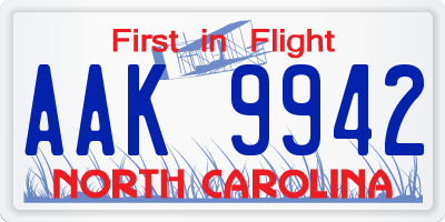 NC license plate AAK9942