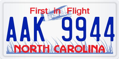 NC license plate AAK9944