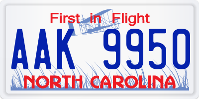 NC license plate AAK9950