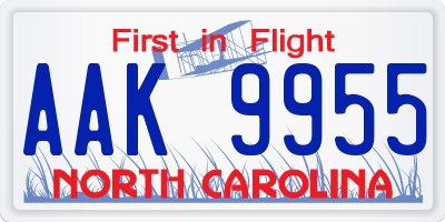 NC license plate AAK9955