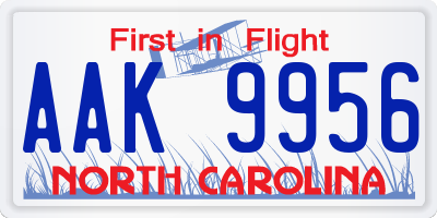 NC license plate AAK9956