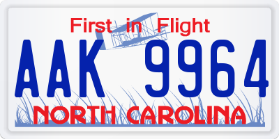 NC license plate AAK9964