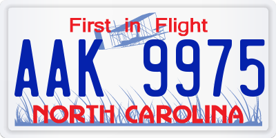 NC license plate AAK9975