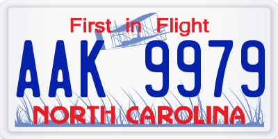 NC license plate AAK9979