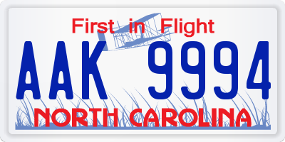 NC license plate AAK9994