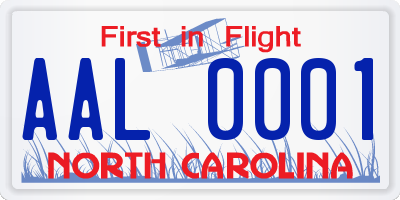 NC license plate AAL0001