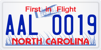 NC license plate AAL0019