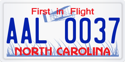 NC license plate AAL0037