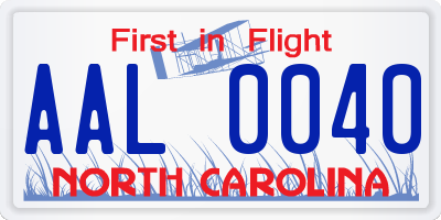 NC license plate AAL0040