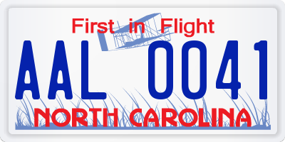 NC license plate AAL0041