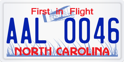 NC license plate AAL0046