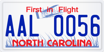 NC license plate AAL0056