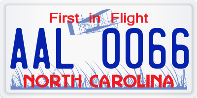 NC license plate AAL0066