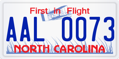 NC license plate AAL0073