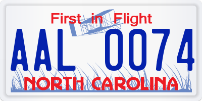 NC license plate AAL0074