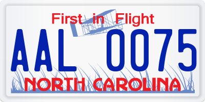 NC license plate AAL0075