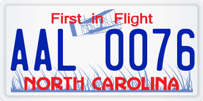 NC license plate AAL0076