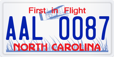 NC license plate AAL0087