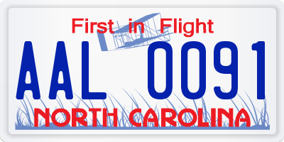 NC license plate AAL0091