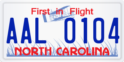 NC license plate AAL0104