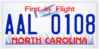 NC license plate AAL0108