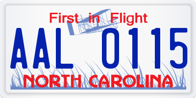NC license plate AAL0115