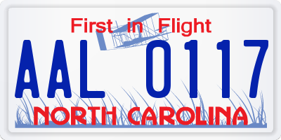 NC license plate AAL0117