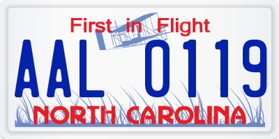 NC license plate AAL0119