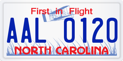 NC license plate AAL0120