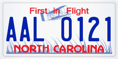 NC license plate AAL0121