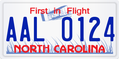 NC license plate AAL0124